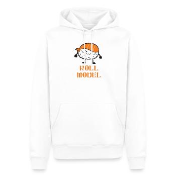 Rouleau Modèle Funny Sushi - Sweat à capuche Premium bio Homme - blanc - Devant - Nico (187cm)