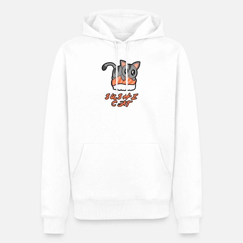 chat de sushi doux - Sweat à capuche Premium bio Homme - blanc