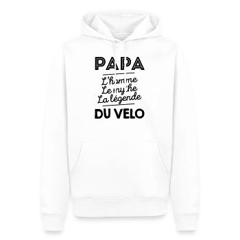 Papa l'homme le mythe la legende du velo - Sweat à capuche Premium bio Homme - blanc - Devant - Nico (187cm)