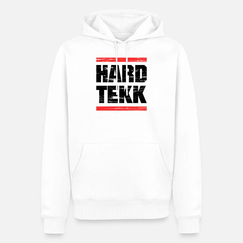 Hardtekk - Hardstyle - Techno - Hardtechno - Sweat à capuche Premium bio Homme - blanc