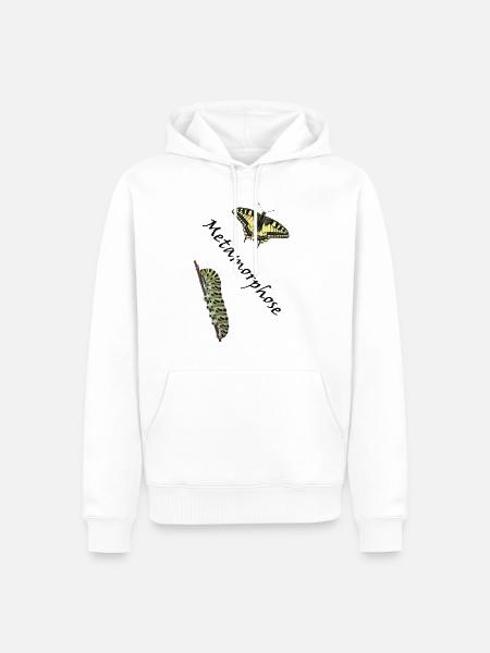 Swallowtail med larv, metamorfos - Ekologisk premiumluvtröja herr - vit