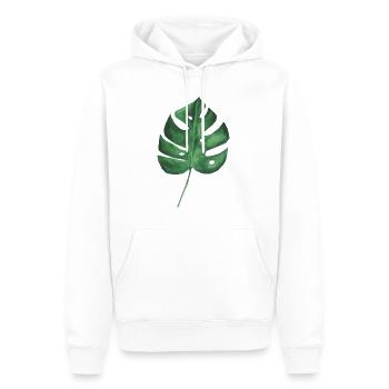 Großes grünes Blatt einer Monstera - Männer Premium Bio Hoodie - Weiß - Vorne - Nico (187cm)