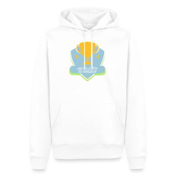 Une belle tête de vainqueur - Humour - Drôle - Sweat à capuche Premium bio Homme - blanc - Devant - Nico (187cm)
