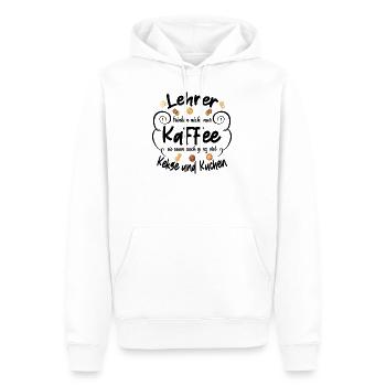 Lehrer Kaffee und Kuchen lustiger Spruch Geschenk - Männer Premium Bio Hoodie - Weiß - Vorne - Nico (187cm)