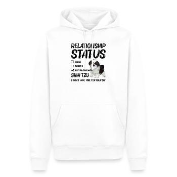 Statut de la relation occupé à jouer avec mon Shih Tzu - Sweat à capuche Premium bio Homme - blanc - Devant - Nico (187cm)