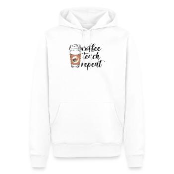 Coffee Teach Repeat Funny Coffee Teacher T Shirt - Men’s Premium Organic Hoodie - white - Front - Nico (187cm)