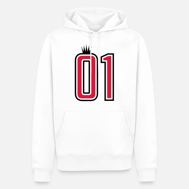 01 eins krone 1 nummer - Männer Premium Bio Hoodie - Weiß