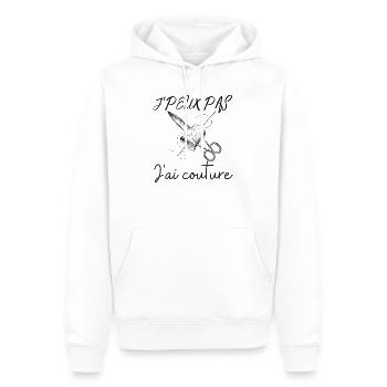 JE PEUX PAS J'AI COUTURE - Sweat à capuche Premium bio Homme - blanc - Devant - Nico (187cm)
