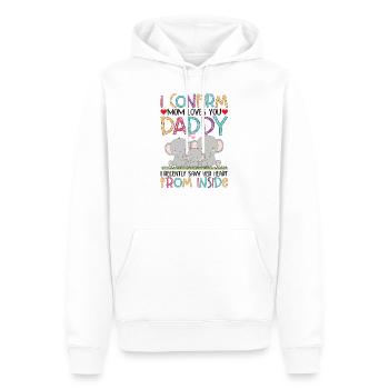 I Confirm Mom Loves You Daddy Baby Bodysuit - Männer Premium Bio Hoodie - Weiß - Vorne - Nico (187cm)
