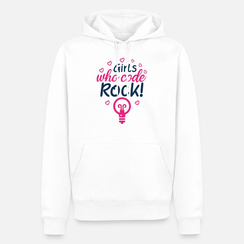 filles qui codent rock 01 - Sweat à capuche Premium bio Homme - blanc