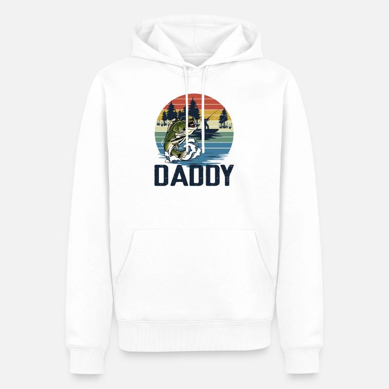 Matching daddy de pêche - Sweat à capuche Premium bio Homme - blanc