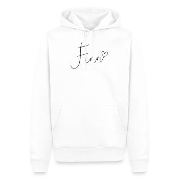 Finn Nom Prénom Jour du nom - Sweat à capuche Premium bio Homme - blanc - Devant - Nico (187cm)