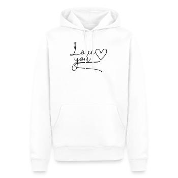 Je t’aime Love You lettrage - Sweat à capuche Premium bio Homme - blanc - Devant - Nico (187cm)