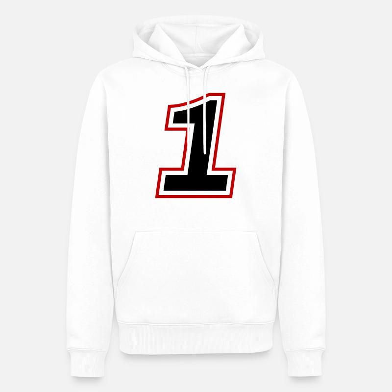 1 symbole de nombre - Sweat à capuche Premium bio Homme - blanc