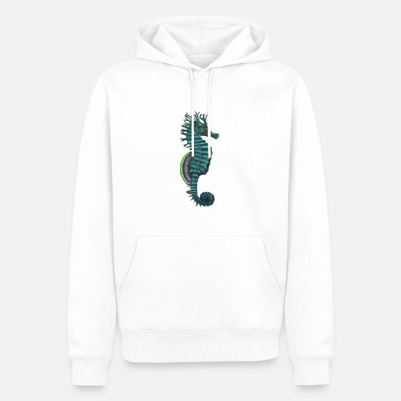 hippocampe - Sweat à capuche Premium bio Homme - blanc