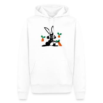 Le lapin tire une carotte de terre - Sweat à capuche Premium bio Homme - blanc - Devant - Nico (187cm)