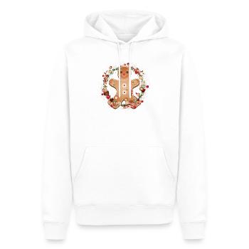 fröhlicher Lebkuchenmann im Plätzchen Kranz - Männer Premium Bio Hoodie - Weiß - Vorne - Nico (187cm)