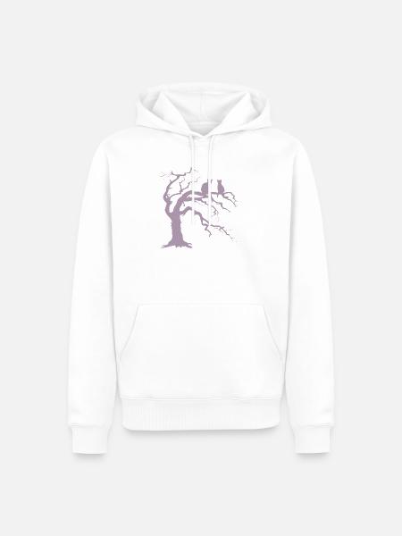 Dead tree with 2 cats silhouette - Men’s Premium Organic Hoodie - white