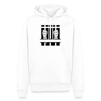Zwei Fäuste hinter Gittern und Leerzeichen - Männer Premium Bio Hoodie - Weiß - Vorne - Nico (187cm)