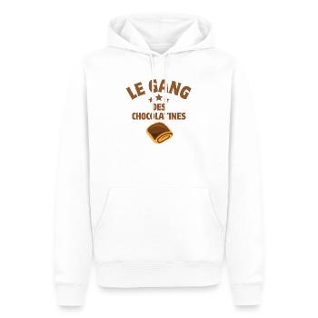 pain au chocolat, chocolatine, boulanger - Sweat à capuche Premium bio Homme - blanc - Devant - Nico (187cm)