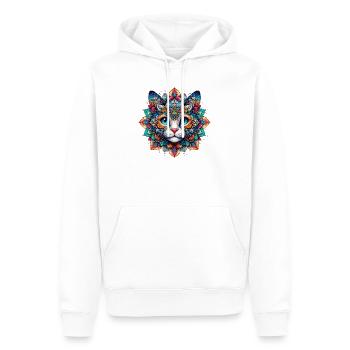 Katze mit Mandalas verziert - Männer Premium Bio Hoodie - Weiß - Vorne - Nico (187cm)
