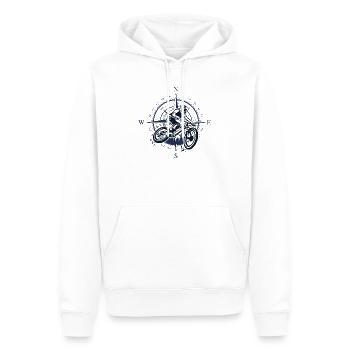 Moto Compass Rider - Sweat à capuche Premium bio Homme - blanc - Devant - Nico (187cm)