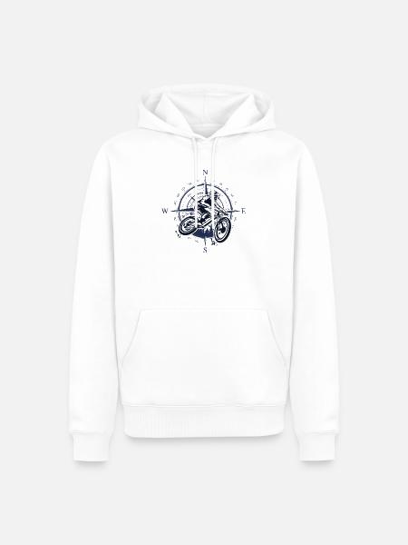 Moto Compass Fahrer - Männer Premium Bio Hoodie - Weiß