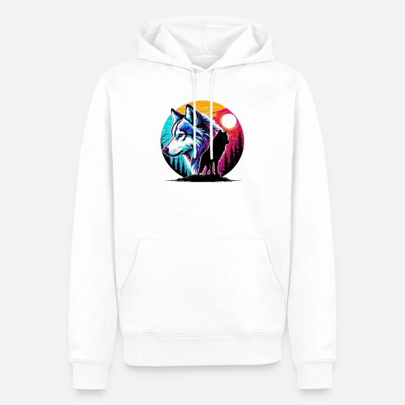 Loup - Sweat à capuche Premium bio Homme - blanc
