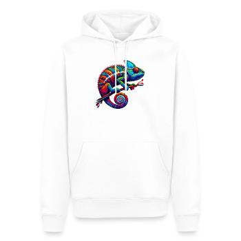 Chameleon - Men’s Premium Organic Hoodie - white - Front - Nico (187cm)