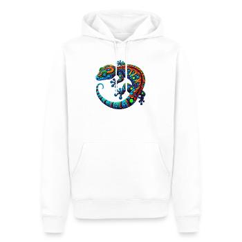 Gecko - Men’s Premium Organic Hoodie - white - Front - Nico (187cm)