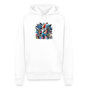 Nain de jardin coloré et vivant entouré d’outils - Sweat à capuche Premium bio Homme - blanc - Devant - Nico (187cm)