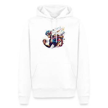 futuristischer Athlet in lebhaften Farben - Männer Premium Bio Hoodie - Weiß - Vorne - Nico (187cm)