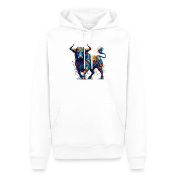 Taureau - Sweat à capuche Premium bio Homme - blanc - Devant - Nico (187cm)