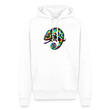 Harlekin Chamäleon - Männer Premium Bio Hoodie - Weiß - Vorne - Nico (187cm)