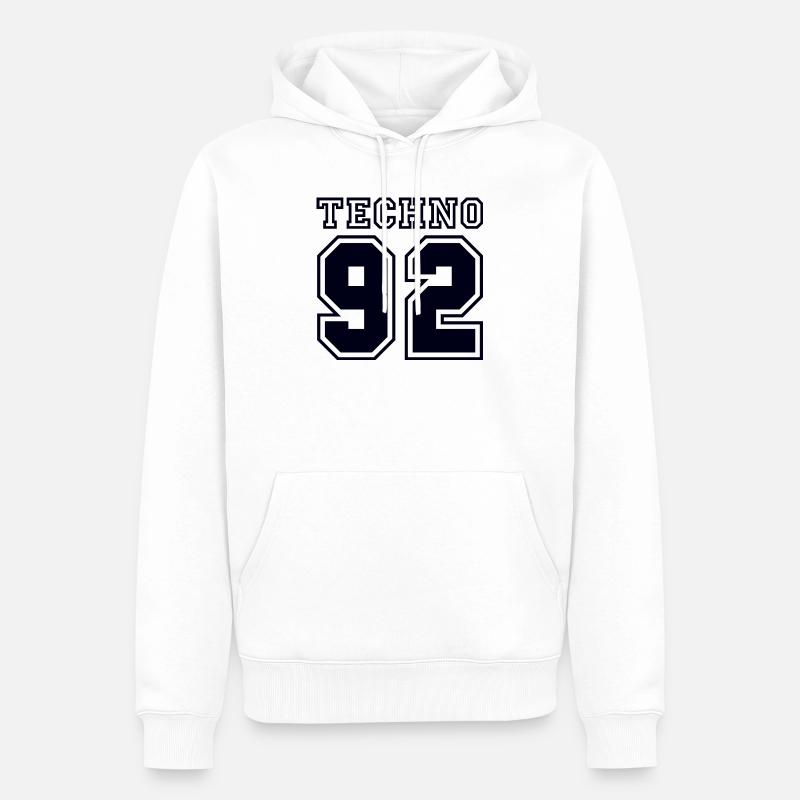 TECHNO 92 - Sweat à capuche Premium bio Homme - blanc