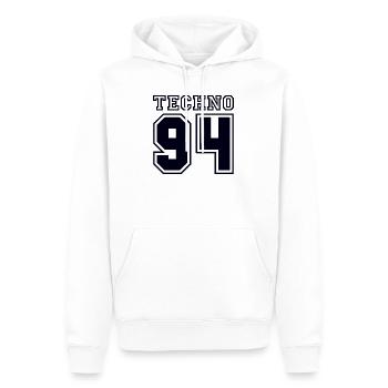 TECHNO 94 - Sweat à capuche Premium bio Homme - blanc - Devant - Nico (187cm)