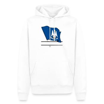 Drapeau Lousiane text banner - Sweat à capuche Premium bio Homme - blanc - Devant - Nico (187cm)