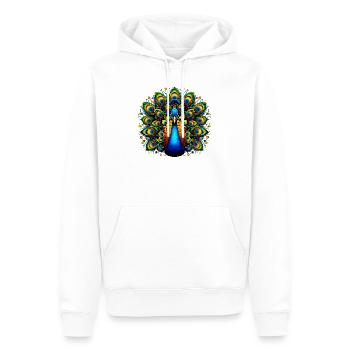 Pfau - Männer Premium Bio Hoodie - Weiß - Vorne - Nico (187cm)