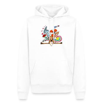 Cute Deer, Bunny Collage with Rainbow - Men’s Premium Organic Hoodie - white - Front - Nico (187cm)