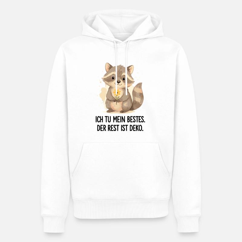 Raton laveur avec fleur – Doux - Sweat à capuche Premium bio Homme - blanc