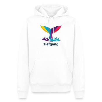 Abstract colorful whale fin with "draught" - Men’s Premium Organic Hoodie - white - Front - Nico (187cm)