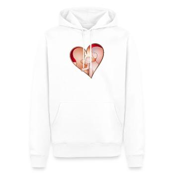 Liebe in der Familie – Herz mit Eltern & Kind - Männer Premium Bio Hoodie - Weiß - Vorne - Nico (187cm)