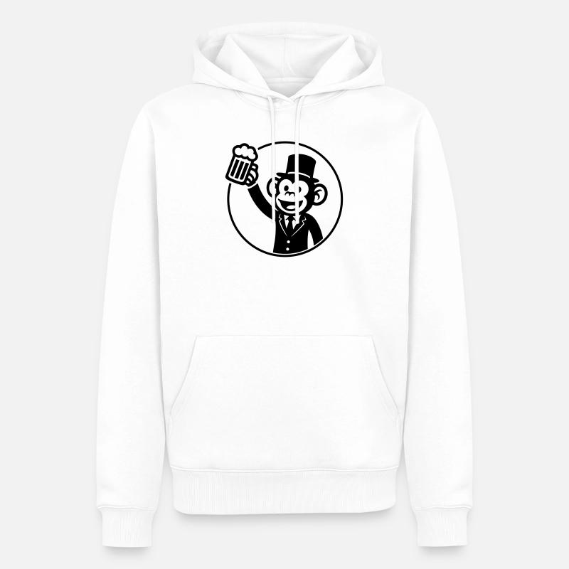 Affe Bräutigam Junggeselle Bier - Männer Premium Bio Hoodie - Weiß