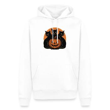 Chats noirs et citrouille Halloween - Sweat à capuche Premium bio Homme - blanc - Devant - Nico (187cm)