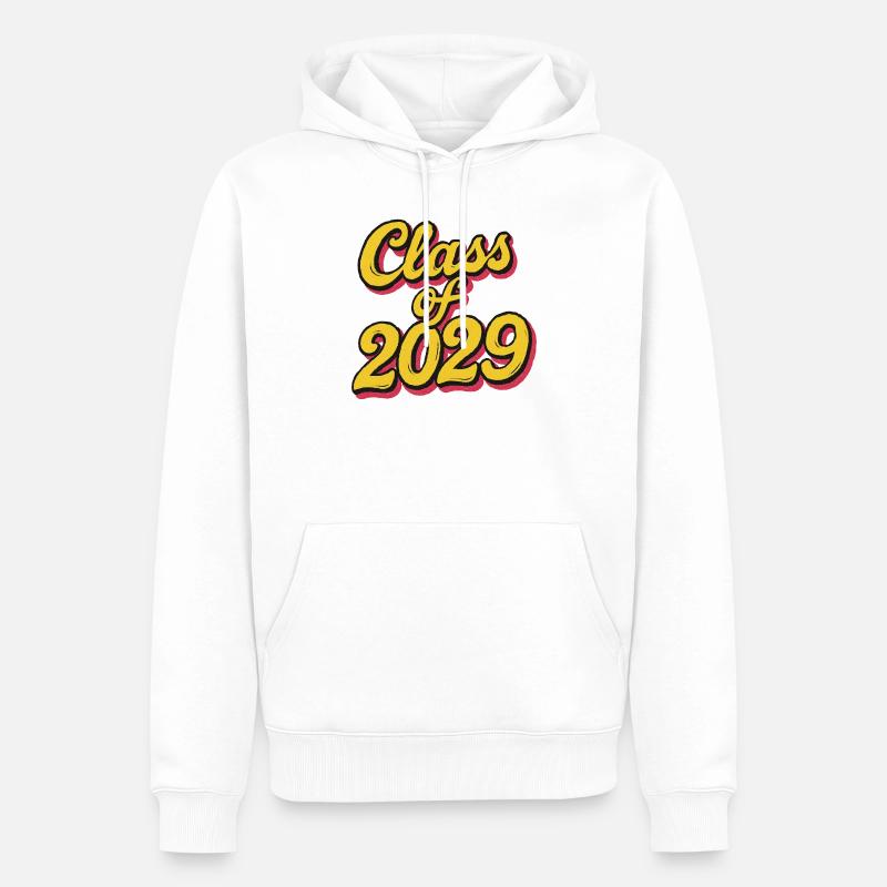 Classe de 2029 Script rétro - Sweat à capuche Premium bio Homme - blanc