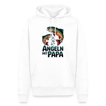 Angeln mit Papa - bunte Forellen - Männer Premium Bio Hoodie - Weiß - Vorne - Nico (187cm)