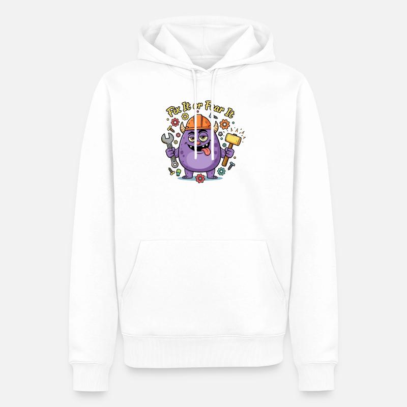 Réparez-le ou craignez-le Construire un monstre - Sweat à capuche Premium bio Homme - blanc