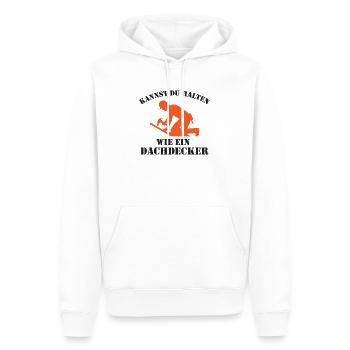 Kannst du halten wie ein Dachdecker. - Männer Premium Bio Hoodie - Weiß - Vorne - Nico (187cm)