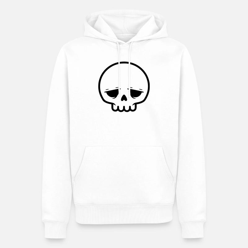 Trauriger Totenkopf | Emo & Goth Design - Männer Premium Bio Hoodie - Weiß