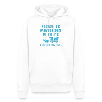 Attendez s’il vous plaît je viens des années 1900 - Sweat à capuche Premium bio Homme - blanc - Devant - Nico (187cm)